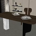 Middle Style Desk and Chair Table Computer Desk 3d model