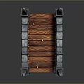 Medieval Stone Bridge 3D Model With Wooden Deck Spiked Towers And Decorative Stripes