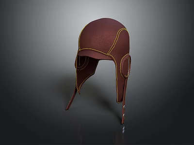 Warm Red Winter Hat With Ear Flaps And Yellow Stitching For Daily Use 3d model