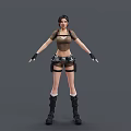 Adventurous Game Movie Character Wearing Brown Top Shorts And Black Boots Gear