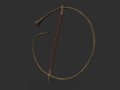 Ancient Traditional Bow Weapon With Curved Wooden Structure And Arrow 3d model
