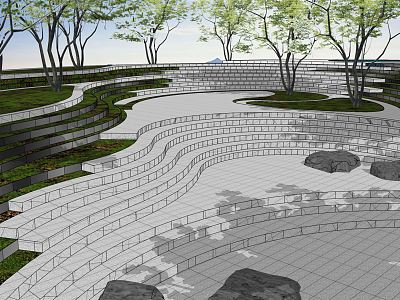 Modern Park Step Landscape Curved Platform Landscape Park Sinking Square model