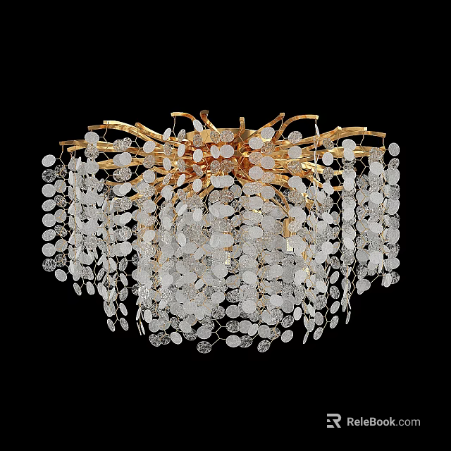 Luxurious Gold Frame Chandelier With Hanging Crystal Pendants For Interior Decor 3d model 
