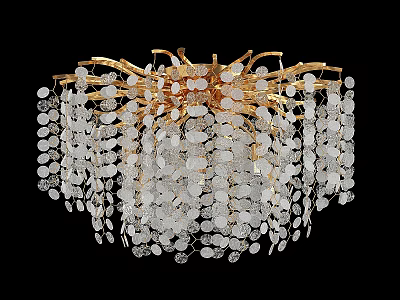 Luxurious Gold Frame Chandelier With Hanging Crystal Pendants For Interior Decor 3d model