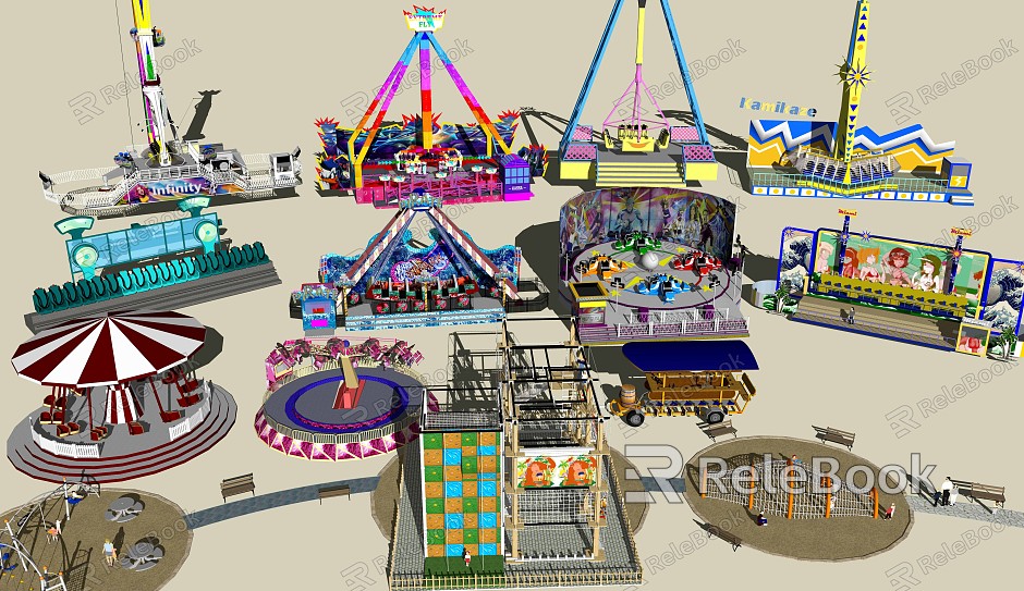 Modern Amusement Facilities Amusement Park Equipment Supporting Facilities model