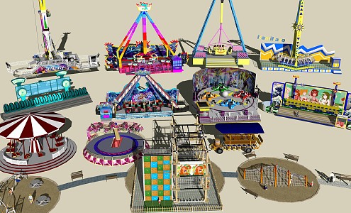 Modern Amusement Facilities Amusement Park Equipment Supporting Facilities 3d model