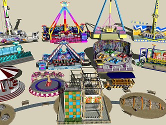 Modern Amusement Facilities Amusement Park Equipment Supporting Facilities 3d model