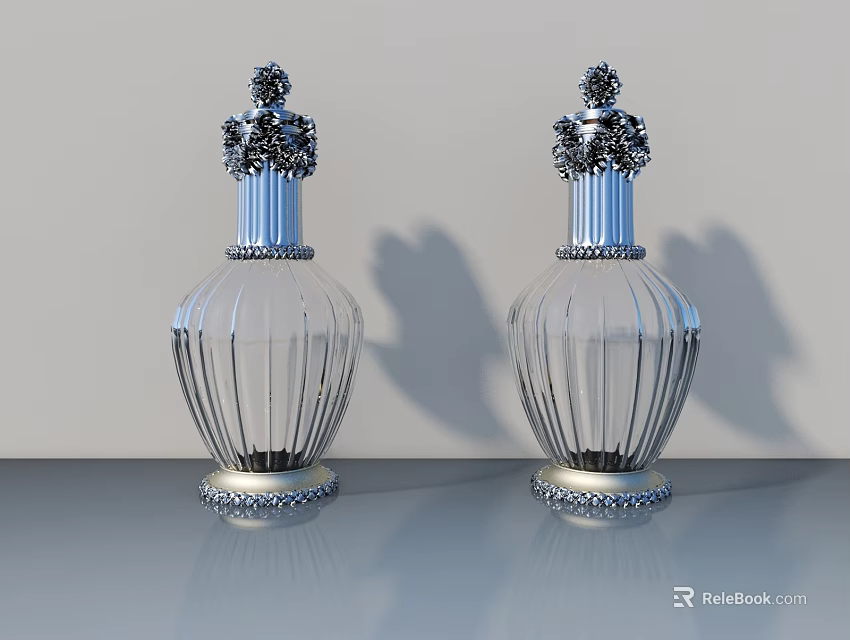 Transparent Glass Chandeliers with Decorative Top Design and Silver Base for Elegant Interior Decoration 3d model 