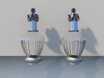 Transparent Glass Chandeliers with Decorative Top Design and Silver Base for Elegant Interior Decoration 3d model
