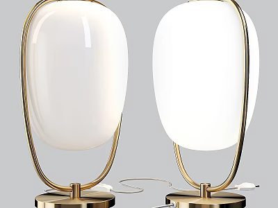 Modern Table Lamp With Golden Metal Frame And White Glass Lampshade For Home Decor 3d model