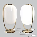 Modern Table Lamp With Golden Metal Frame And White Glass Lampshade For Home Decor