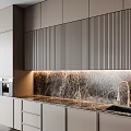 Modern Open Kitchen Interior With Cabinets Marble Island Countertop And Range Hood