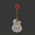 Elegant Red And Silver Acoustic Guitar For Modern Household Musical Use