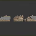 Miniature House Models With Various Roof Designs And Wooden Frames