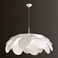 Modern White Petal Shaped Pendant Light Hanging Against Dark Wall 3d model