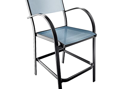 Modern Single Chair With Metal Frame Armrests And Mesh Seat Backrest 3d model