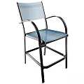 Modern Single Chair With Metal Frame Armrests And Mesh Seat Backrest