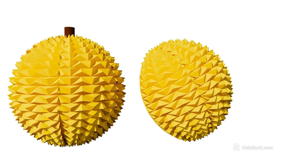 Pair of Yellow Spiky Durian Decorative Ornaments For Home Living Room Decor 3d model 