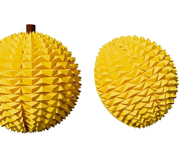 Pair of Yellow Spiky Durian Decorative Ornaments For Home Living Room Decor 3d model