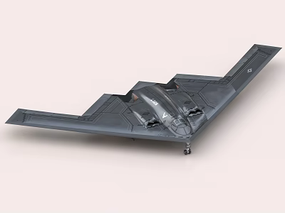 Stealth Fighter Jet With Flying Wing Design Dark Gray Airframe And Detailed Landing Gear 3d model