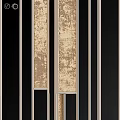 Modern Decorative Wall Panel With Black Gold Geometric Patterns And Vertical Lines