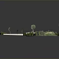 Natural Scenic Landscape With Lush Green Grass Small Structures And Surrounding Trees