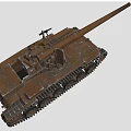 Brown Military Tank With Long Cannon Heavy Tracks And Strong Armor Design