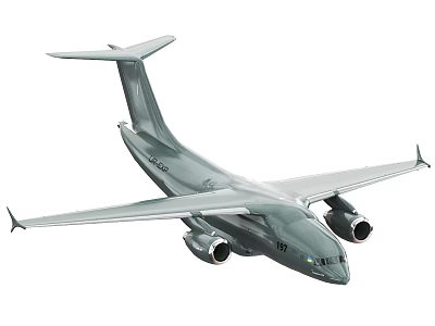 Gray Military Transport Aircraft Featuring Twin Engines Extended Wings And Tail Structure 3d model