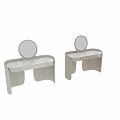 Modern Dressing Table with Marble Top and Round Mirror in Elegant Design 3d model