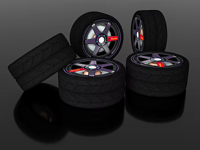 3D Rendered Black Car Tires With Alloy Wheels And Tread Pattern 3d model 3D Rendered Black Car Tires With Alloy Wheels And Tread Pattern 3d model