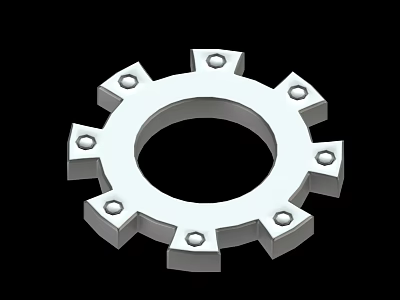 Metal Gear Shaped Mechanical Part With Holes And Toothed Edges Design 3d model