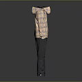 Hooded Plaid Jacket And Dark Pants Front Back View Fashion Casual Outfit