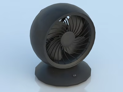 Black Round Air Cooler Fan With Hexagonal Base And Modern Sleek Blades 3d model Black Round Air Cooler Fan With Hexagonal Base And Modern Sleek Blades 3d model