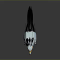 3D Cartoon Bird Character With Orange Beak Long Legs And Black White Feathers
