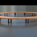 Modern Circular Outdoor Chair With Wooden Slats And Metal Frame Structure