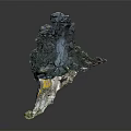 Garden Landscape Rock Formation With Mossy Green And Yellow Textured Natural Details