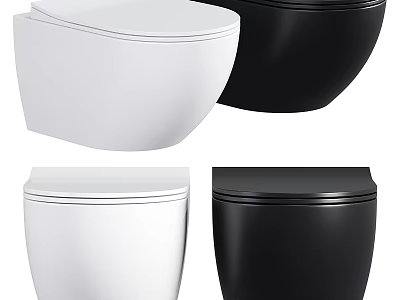 Modern White And Black Wall Mounted And Floor Standing Toilet Designs 3d model