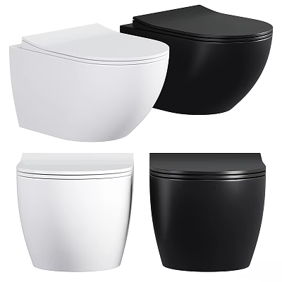 Modern White And Black Wall Mounted And Floor Standing Toilet Designs 3d model