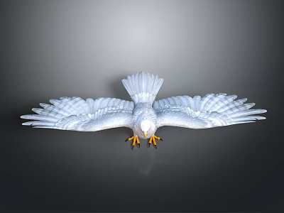 White Eagle With Spread Wings And Yellow Claws On Gray Background 3d model