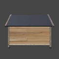 Wooden Dog House with Black Roof Arch Door Small Window and Support Legs Design
