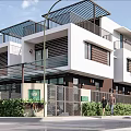 Modern Two Story Detached Villa Exterior With Balcony Greenery And Fence Design