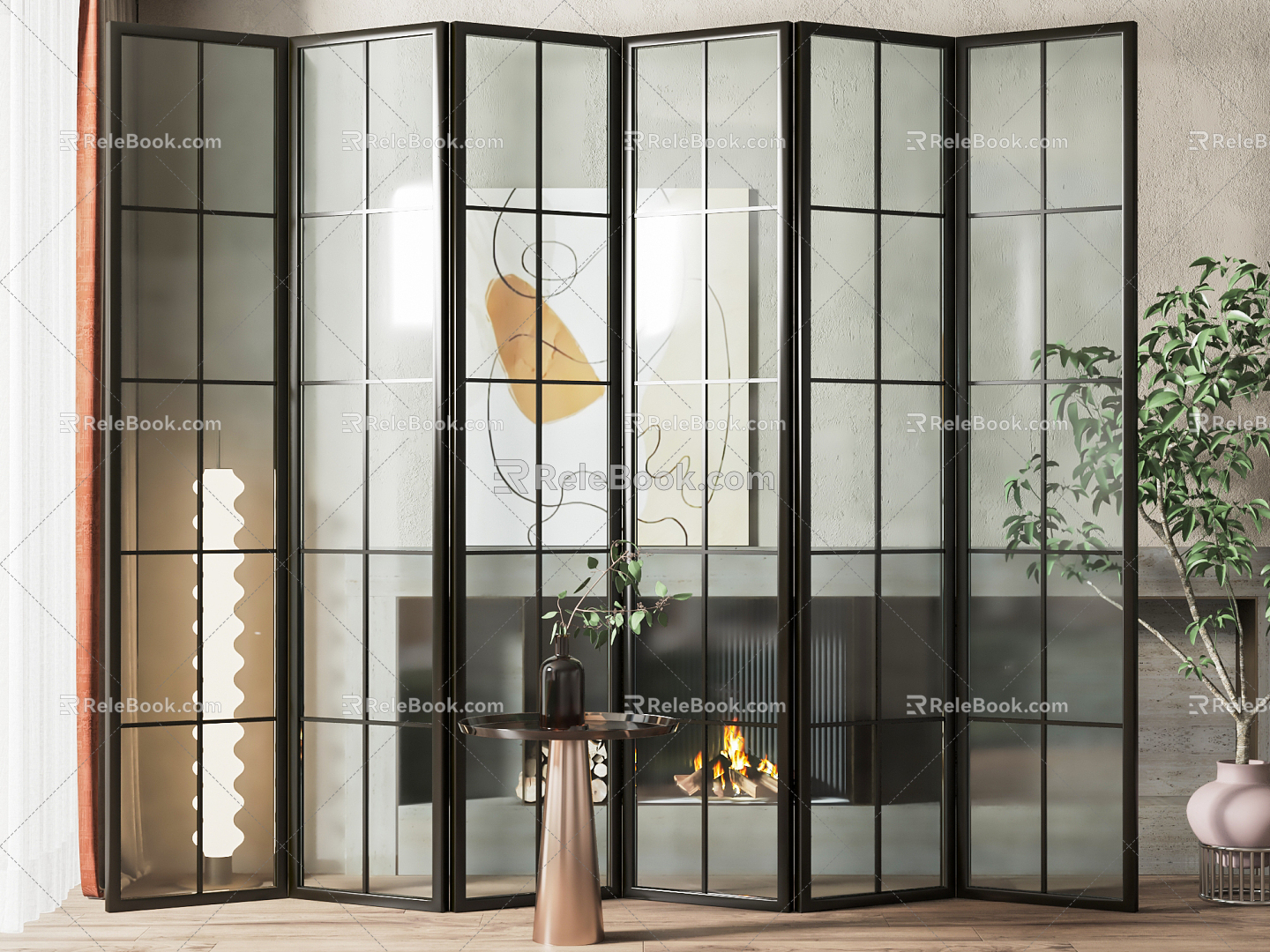 Modern Screen Glass Partition Screen 3d model