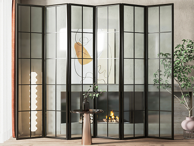 Modern Screen Glass Partition Screen 3d model