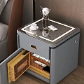 Modern Gray Bedside Table With Open Cabinet Door Drawer And Storage Space 3d model