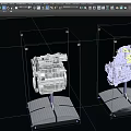Detailed Engines Exhibited in Transparent Display Cases with Silver Stands