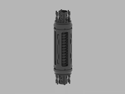 Black Cylindrical Mechanical Part With Spiral Structure And Detailed Metallic Design 3d model