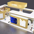 Eastern New National Makeup Perfume Cosmetics Exhibition Booth With Golden Arch And Circular Paintings
