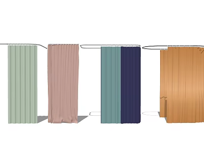Pleated Curtains In Green Pink Teal Navy And Brown For Home Windows 3d model