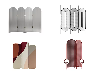 Elegant Modern Room Dividers With Curved Panels And Geometric Shapes Design 3d model