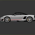 Silver Sports Car with Black Roof Red Stripe Sporty Design Sleek Body and Alloy Wheels
